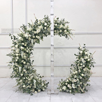 Perlengkapan Penataan Bunga Mawar Putih Lengkungan Persegi Pernikahan Bunga Hydrangea Mawar Buatan Acara Panggung Lengkungan Latar Belakang Pernikahan