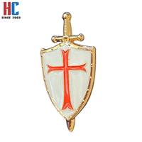 20 ans d'expérience : Écusson maçonnique moderne personnalisé en métal émaillé plaqué or, 3D, Chevaliers Templiers, Croix Rouge, Bouclier Blanc