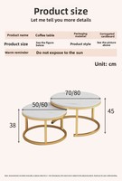 Table basse MULIGNA pour salon, combinaison modulable, pieds en métal, plateau en MDF, table à thé ronde en chêne à 2 niveaux