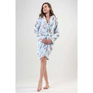 Bata de Felpa Azul Cristal para Mujer, Manga Larga, Suave, con Capucha, Ropa de Dormir Informal - Product Image 6