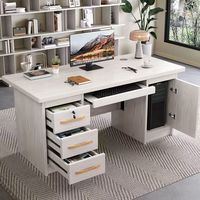 Escritorio de Computadora Moderno y Minimalista para Oficina con Cajones, Mesa de Escritura de Madera Sólida Ecológica para Oficina en Casa
