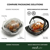 Conteneur pour poulet rôti en PP compatible micro-ondes |   Boîte à poulet rôti jetable anti-buée |   Plateau de service pour bateau avec couvercle transparent