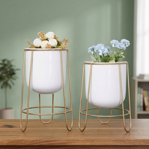 Modern Luxury Gold Black Floor <b>Standing</b> Flower Pot Living Room Decorative Metal Table <b>Vase</b> Iron Flower Holder - Product Image 4