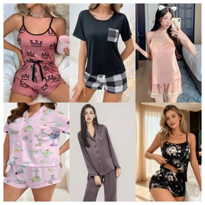 Conjunto de Pijama de Satén de 2 Piezas para Mujer, Estilo Veraniego, Diseño Moderno, Manga Corta, Cuello Camisero, Cierre de Botones, Ropa de Dormir Romántica - Product Image 4