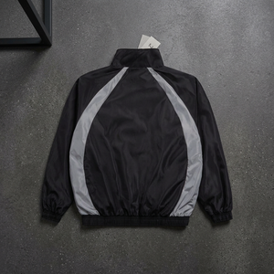 Veste de sport unisexe noire à manches longues, col montant, design color block, respirante, coupe classique, pour le printemps - Product Image 3