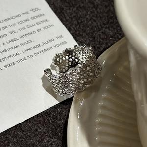 Wenchi S925 Pure Silver Palace Lace <b>Ring</b> Niche Design Simple Fashionable Retro Vintage Style Turquoise Hollow <b>Opening</b> China - Product Image 5