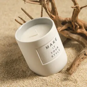 Custom logo Soy Wax Colorful Ceramic Jar Nordic Style Concrete Cement Empty Matte Ceramic Candle jars