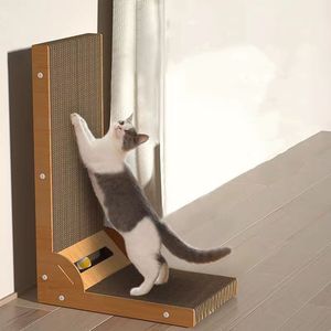 Grattoir pour chat mural en bois et papier, en forme de L, tapis à gratter pour chat, vente chaude, poteau pour chat - Product Image 1