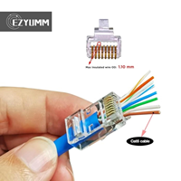 Konektor Cat6 RJ45 8P8C UTP Kabel LAN Tanpa Pelindung dengan Tiga Lubang Tembus untuk Jaringan PC Housing