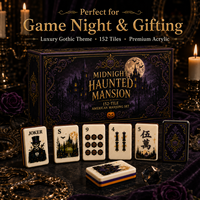 Midnight Haunted Mansion Ensemble de Mahjong Américain 152 Tuiles Acrylique 4 Couches Gothique Halloween Cadeau de Collection pour Adultes