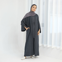 Grosir pakaian Muslim 2 potong sederhana gaun Abaya sederhana wanita XXL dengan saku samping lengan celah musim semi musim gugur