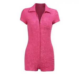Summer New Style Playsuit 3d Knitting Sweet HalterPink Jumpsuit for Women