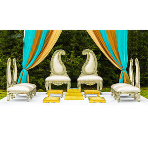 Lo último en sillas de boda de Mandap Leaf, conjunto de sillas de Reino Unido, India, diseño de hojas de boda, sillas de Mandap de madera de Paisley de diseño - Product Image 1