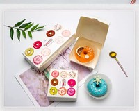 Papier d'art imprimé par logo de boîte d'emballage de mini beignet pour la nourriture de bébé de sucre avec le gaufrage et la stratification mate/brillante
