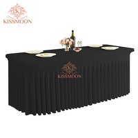 Nappe de mariage rectangulaire moderne en polyester extensible noir de 6 pieds, imperméable et anti-taches, vente en gros