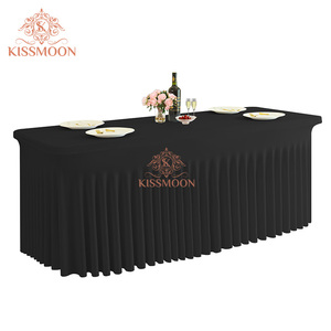 Wholesale 6FT <strong>Black</strong> Stretch Spandex <strong>Table</strong> Cover Standard Folding <strong>Tables</strong> Rectangular Fitted <strong>Table</strong> <strong>Clothes</strong> for Wedding Tablecloth - Product Image 2