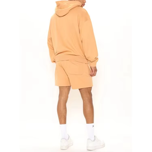 Ensemble de sweats à capuche et shorts en polaire unie pour hommes de haute qualité, 430 g/m², avec design personnalisé et impression de logo, vente en gros 2026 - Product Image 4