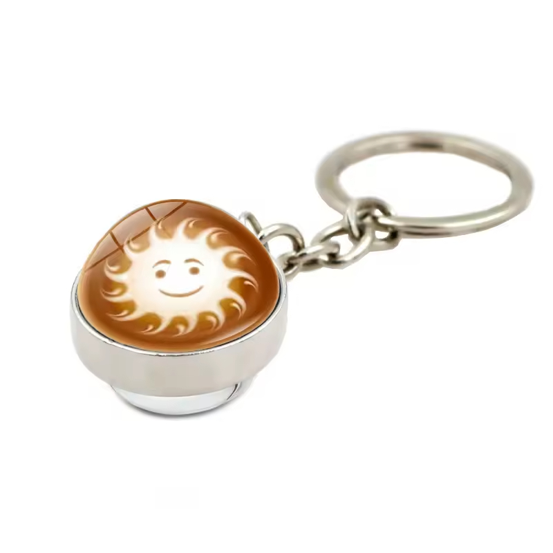 HBL Factory Cheap Promotion Custom Crystal Key Chain Coffee Design 3d Crystal Ball Key Chain