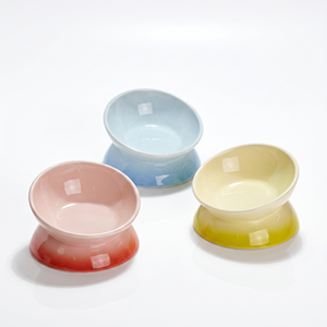 15 °   Ciotola in Ceramica Inclinata per Animali Domestici, Anti-Costostruzione del Collo, Anti-Acne, Anti-Ribaltamento, Antiscivolo per Gatti e Cani di Piccola Taglia, Colori Macaron, Personalizzabile OEM - Product Image 1