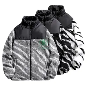 2022 neue Winter Jugend trends Fleece Kontrast farbe Zebrast reifen warme lässige Herren gepolsterte Jacke
