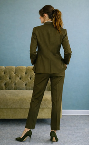 Conjunto de Traje Verde Oliva para Mujer, 3 Piezas, con Chaleco y Blazer, Traje Elegante para Negocios, Ropa Formal de Oficina Sofisticada, Corte Entallado - Product Image 5