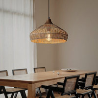 Lustre en rotin tissé à la main de style Wabi-Sabi, design rétro japonais Zen, lumière LED à économie d'énergie pour restaurant, salle à manger, bar, café