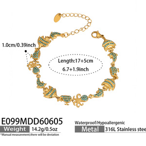 Fashion Sea Animal <b>Crab</b> Charm Bracelet Sparkling Zircon <b>Decor</b> DIY Custom Pendant Waterproof Stainless Steel Gold Plated Bracelet - Product Image 4