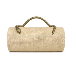 Sac à main cylindrique haut de gamme à motif serpent tissé, texture peau de serpent, idéal pour mariage et soirée - Product Image 2