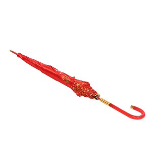 CHUVABAND Paraguas rojo de boda de 27 pulgadas con borde de encaje 8K Mango largo Fábrica al por mayor para ocasiones festivas para novias - Product Image 4