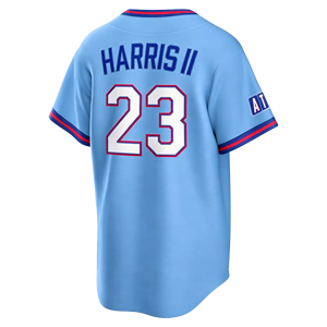 26 Nuevas Camisetas de Béisbol Americanas Cosidas en Azul Polvo, 13 Ronald Acuña Jr., 1 Ozzie Albies, 28 Matt Olson, 27 Riley, 23 <span class=keywords><strong>Harris</strong></span> II - Product Image 5
