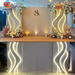 Décoration de scène de réception de mariage ou d'anniversaire de luxe SMOOTH, toile de fond en PVC blanc éclairée par LED - Product Image 3