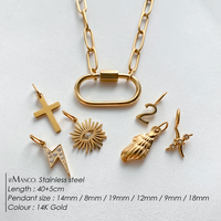 Kalung Liontin Salib Sayap Mata Jahat Nomor 2 Berlapis Emas eManco dari Baja Anti Karat, Perhiasan Kristal Lepas Pasang DIY