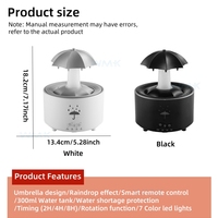 Humidificateurs d'aromathérapie en forme de parapluie, logo personnalisé, 300 ml, diffuseur d'arômes ultrasonique rotatif à gouttes d'eau avec télécommande