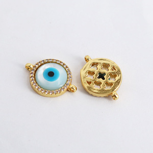 CZ8144 18K Mạ Vàng CZ Micro Pave Lau Hamsa Tay <span class=keywords><strong>Cross</strong></span> Connectors, Kim Cương Pave MOP Shell Ác Mắt Quyến Rũ Cho Vòng Đeo Tay - Product Image 3