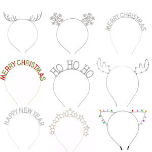 Feliz Año Nuevo Diadema de diamantes de imitación Feliz Navidad Diamante Aleación de metal Ciervo Navidad Aros para el cabello Tiara Suministros para fiestas Decoración Tocado - Product Image 1