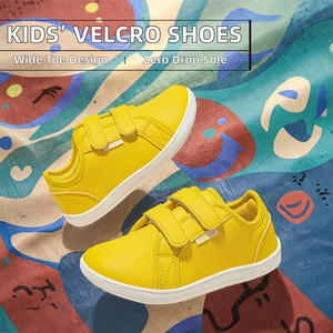 Chaussures de sport minimalistes COMSTEP en cuir PU à bout large et zéro dénivelé pour enfants, avec fermeture Velcro, style pieds nus, vente en gros - Product Image 2