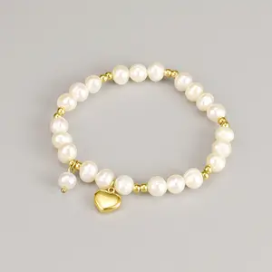 Fine Jewelry Making Suppliers Stainless Steel Beaded Bracelet Gold Plated High Quality Pearl Bracelet Jewelry For Women