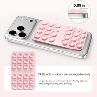 Support de téléphone à ventouse double face en silicone avec logo personnalisé, support de téléphone adhésif détachable mains libres pour selfies et vidéos