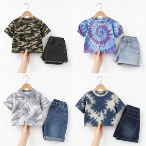 Ensemble d'été surplus : Haut et Jean pour Garçons et Filles, Tenue en Denim Deux Pièces, Styles Mixtes, Vêtements en Gros, Tailles Assorties - Product Image 3
