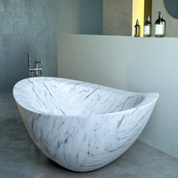 Baignoires pour adultes personnalisées en pierre sur pied pour l'extérieur, européennes, grandes et petites, 1.5m, blanches, noires, vertes et brunes, rondes en marbre