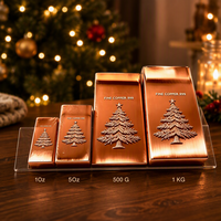 Lingot de cuivre pur 999, barre de cuivre embossée en forme de sapin de Noël