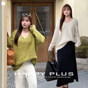 เสื้อสเวตเตอร์คอวีสำหรับผู้หญิงไซส์ใหญ่ ทำจากขนอัลปาก้า สีเขียวมุก ทรงหลวม สวมใส่สบาย เหมาะสำหรับฤดูใบไม้ร่วงและฤดูหนาว - Product Image 4