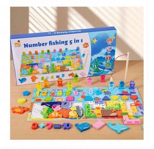 Tableau de jeu logarithmique pour enfants, jouets éducatifs de pêche mathématique, puzzle de formes alphanumériques - Product Image 1