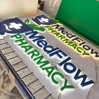 Enseigne lumineuse LED 3D étanche pour pharmacie, logo de pharmacie en métal et acrylique rétroéclairé pour entreprises