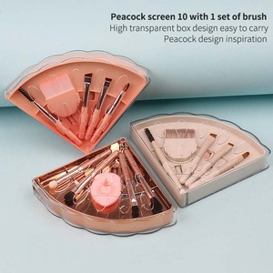 2024 New 10Pcs Trang Điểm Bàn Chải Màu Hồng Sang Trọng Trung Quốc Phong Cách Con Công Eyeshadow Nền Tảng Xách Tay Trang Điểm Bàn Chải Thiết Lập Với Miếng Bọt Biển - Product Image 2