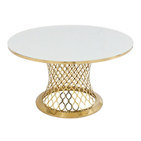 Ensemble de table à manger Magicluv, style moderne et luxueux, en acier inoxydable durable, avec plateau en verre trempé doré, pour hôtel, mariage, salon, banquet