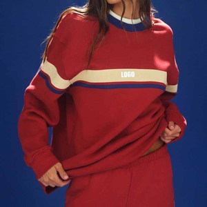 Maglia Sportiva da <span class=keywords><strong>Donna</strong></span> a Maniche Lunghe con Logo Personalizzato OEM, Collo Tondo, Blocchi di Colore e Dettagli a Righe - Product Image 1