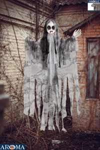 Bambola Sanguinante Spaventosa da Appendere per Halloween da 43,3'' con Occhi Lampeggianti e Riso Infelice per Casa, Bar, Esterni e Casa Stregata - Product Image 2
