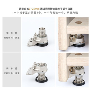 Adjustable Zinc Alloy Feet For Wardrobe Cabinet Legs With Non Detachable Design Wall Mount JNT 185 - Product Image 5