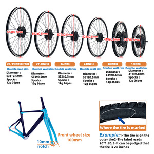 Kit de conversion de vélo électrique AFTFA 36V 250W pour VTT, <span class=keywords><strong>roue</strong></span> <span class=keywords><strong>avant</strong></span> 26 pouces, écran LCD, moteur de vélo électrique - Product Image 3